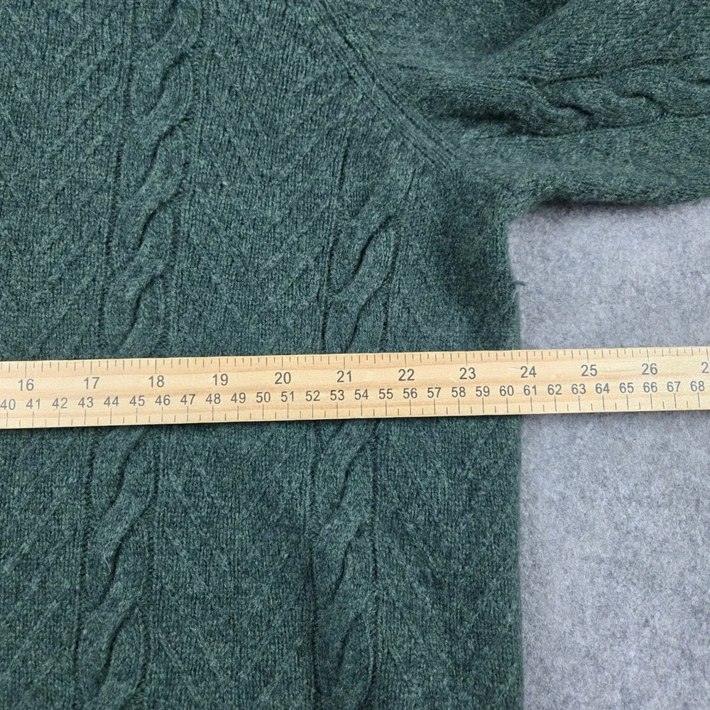 Jos A Bank Reserve Wool Sweater Mens Large Green Cable Knit 1/4 Zip Luxury